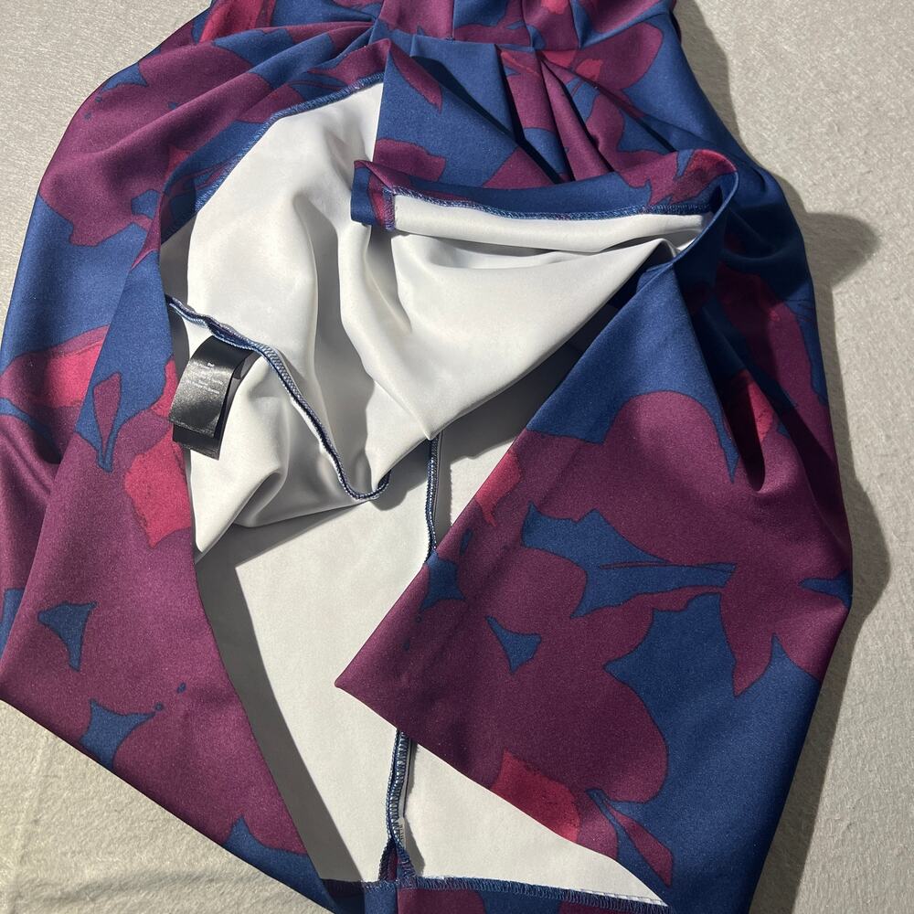 Donna Karan New York Floral Fit & Flare Dress Blue Magenta Size 8 - Picture 6 of 16